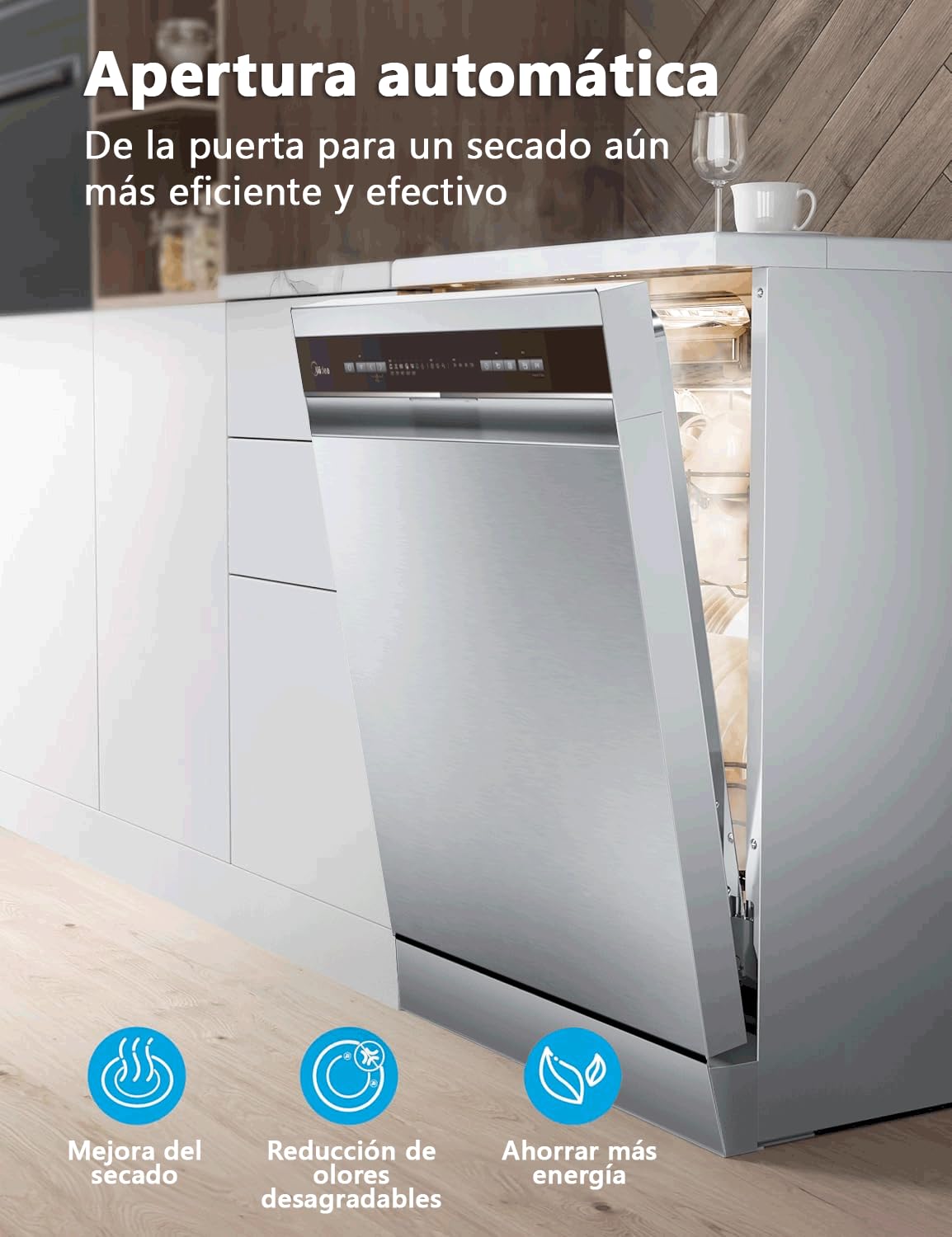 Lavavajillas Midea 60cm Inox 14 servicios 10 prog