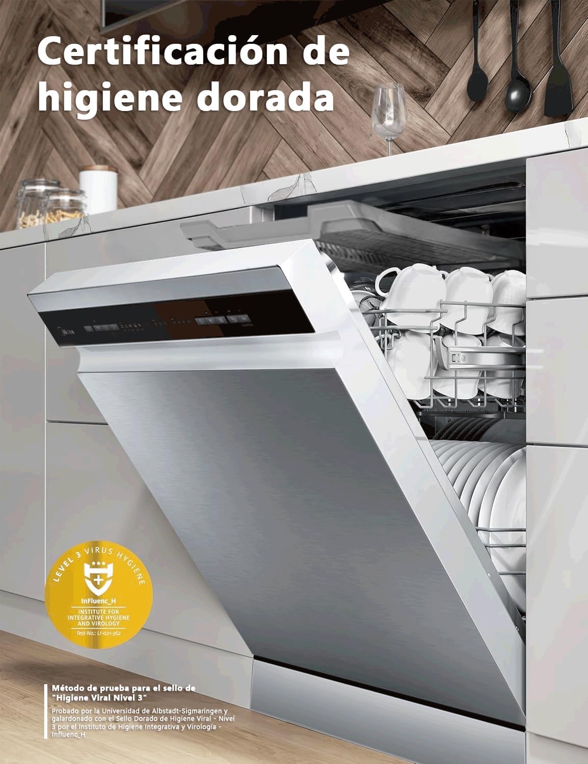 Lavavajillas Midea 60cm Inox 14 servicios 10 prog