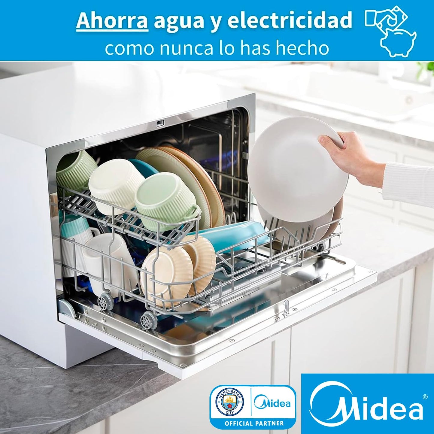 Mini Lavavajillas Midea 55cm 6 servicios Blanco