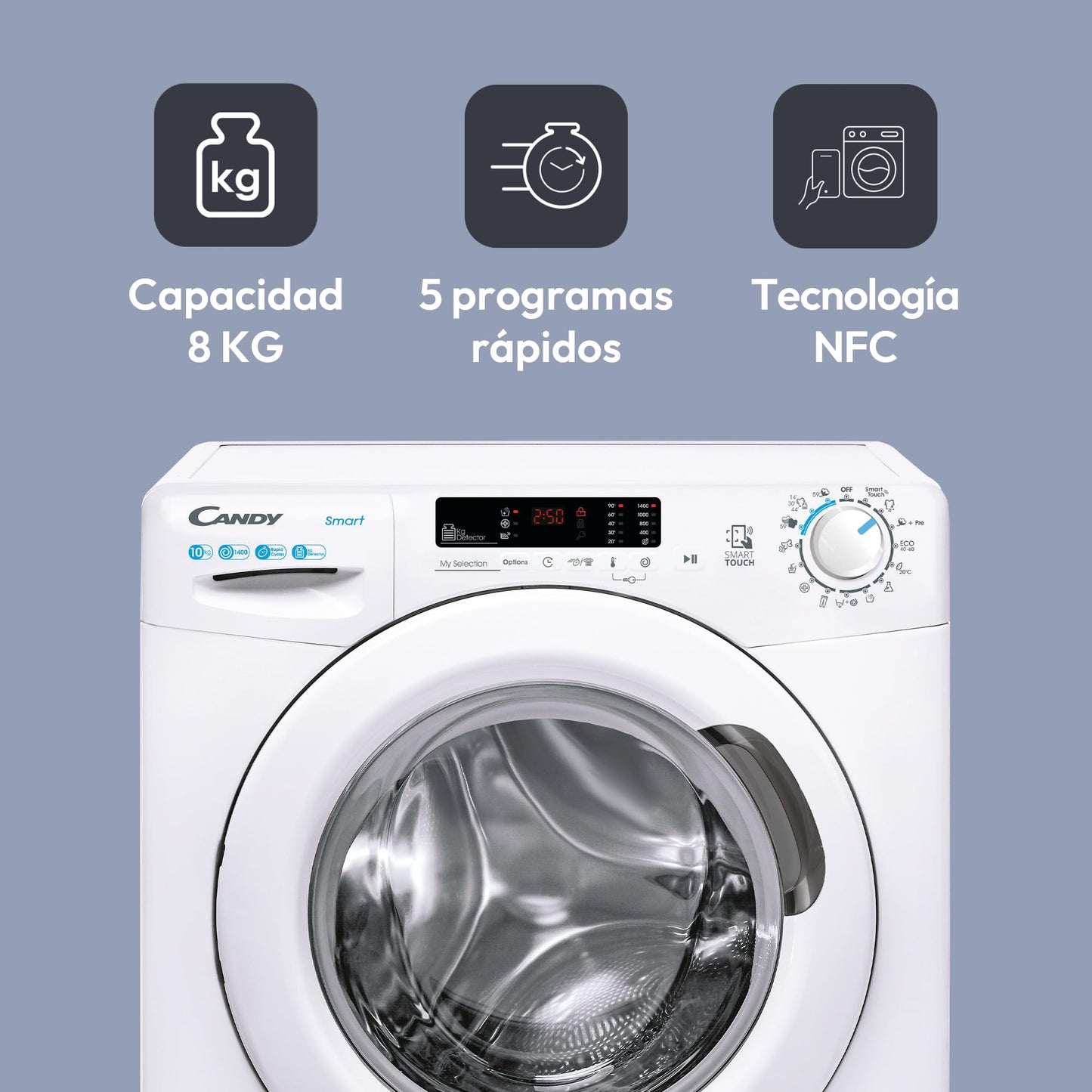 Candy Smart Lavadora 10kg Digital 1400rpm