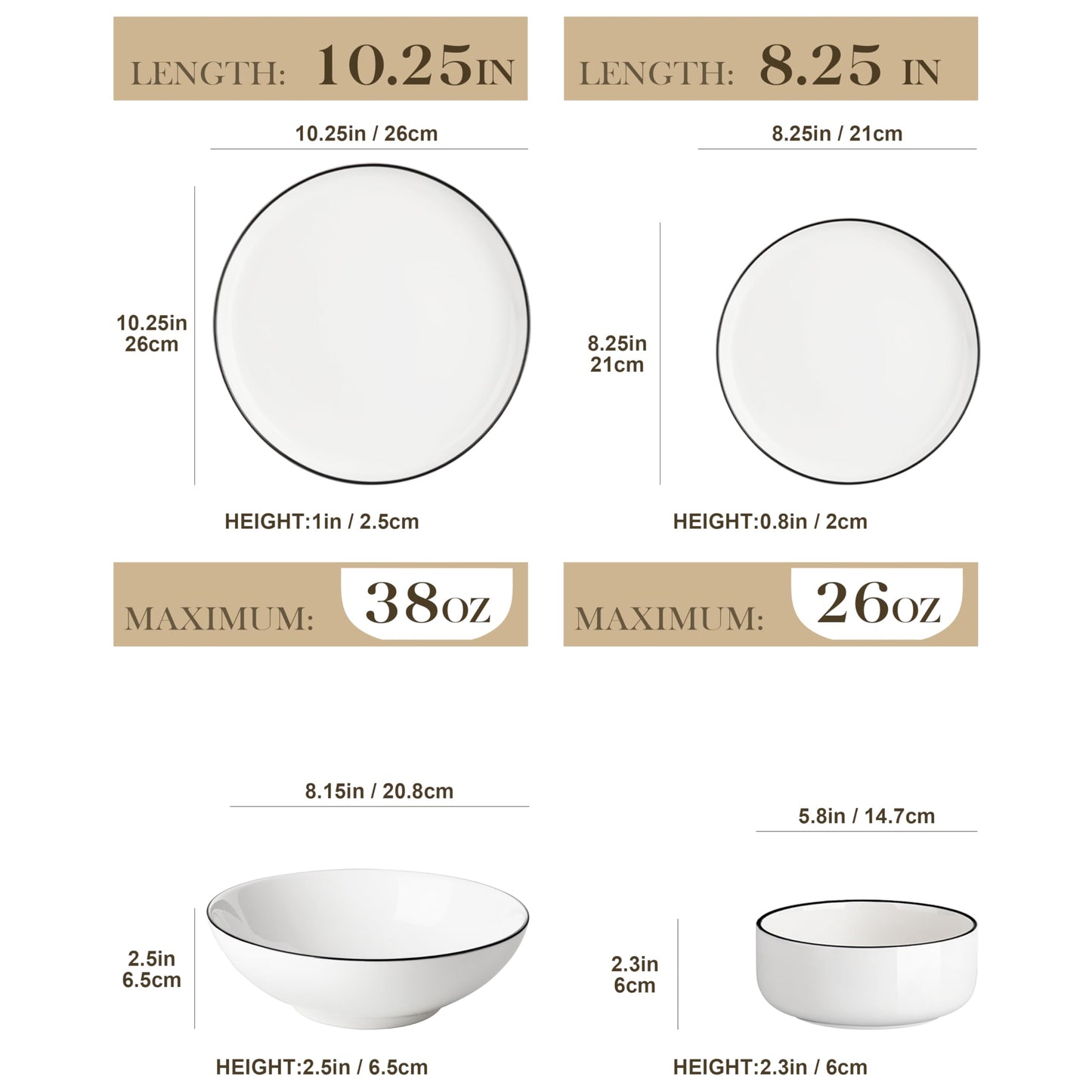 Vajilla Malacasa Luna 24 piezas Porcelana Blanca