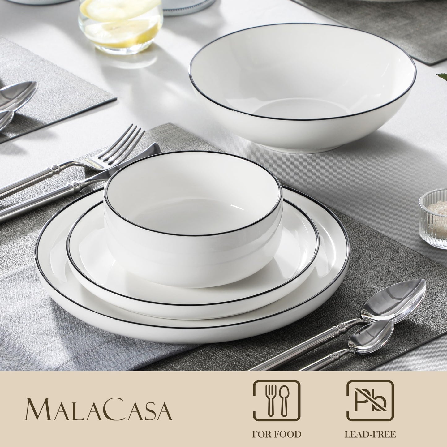 Vajilla Malacasa Luna 24 piezas Porcelana Blanca