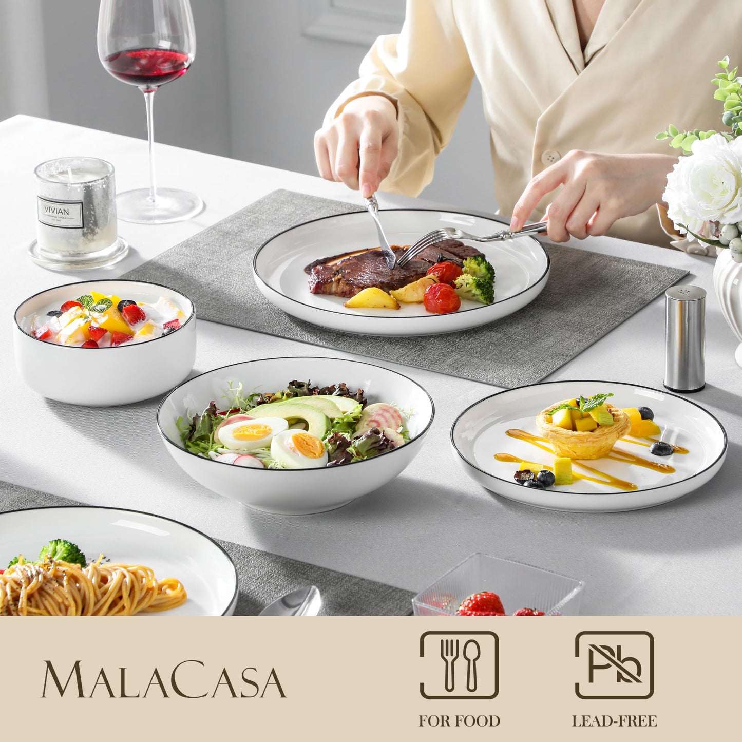 Vajilla Malacasa Luna 24 piezas Porcelana Blanca