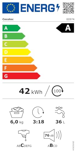 Lavadora Cecotec 6kg 1000rpm Inverter Steam Max