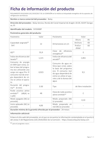 Lavavajillas Balay 12 servicios 60cm ExtraSilencio