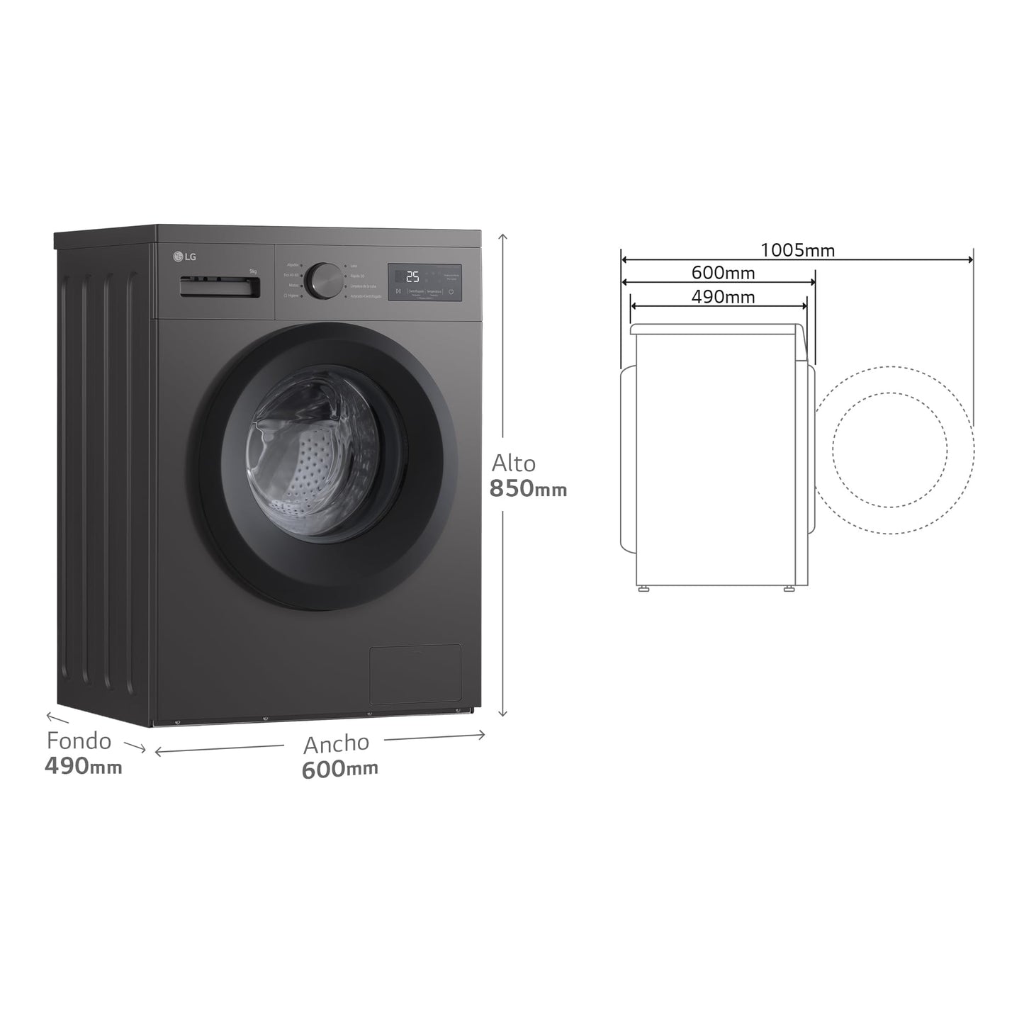 Lavadora LG 9kg 1400rpm Carga Frontal Grafito