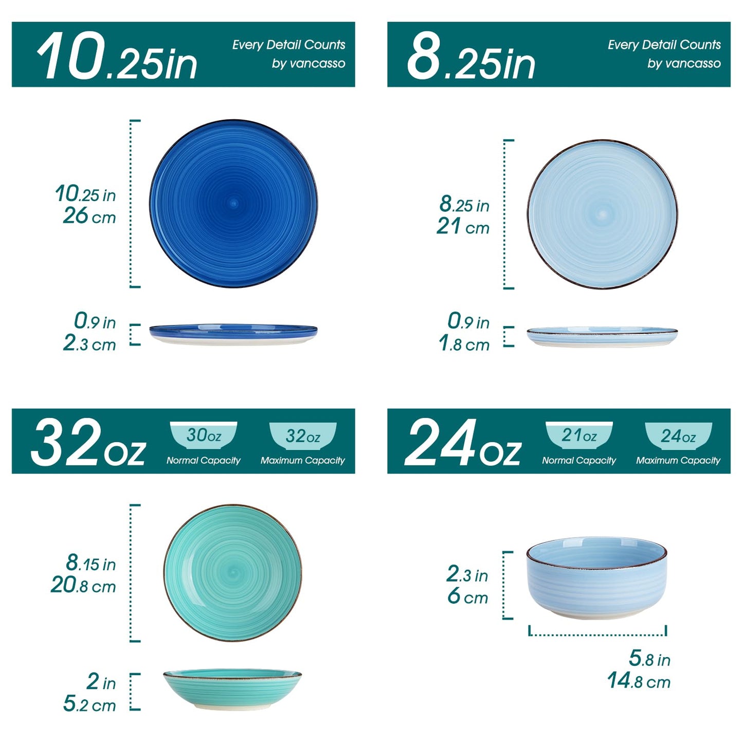 Vajilla Vancasso Bonita 24 piezas Cerámica Azul