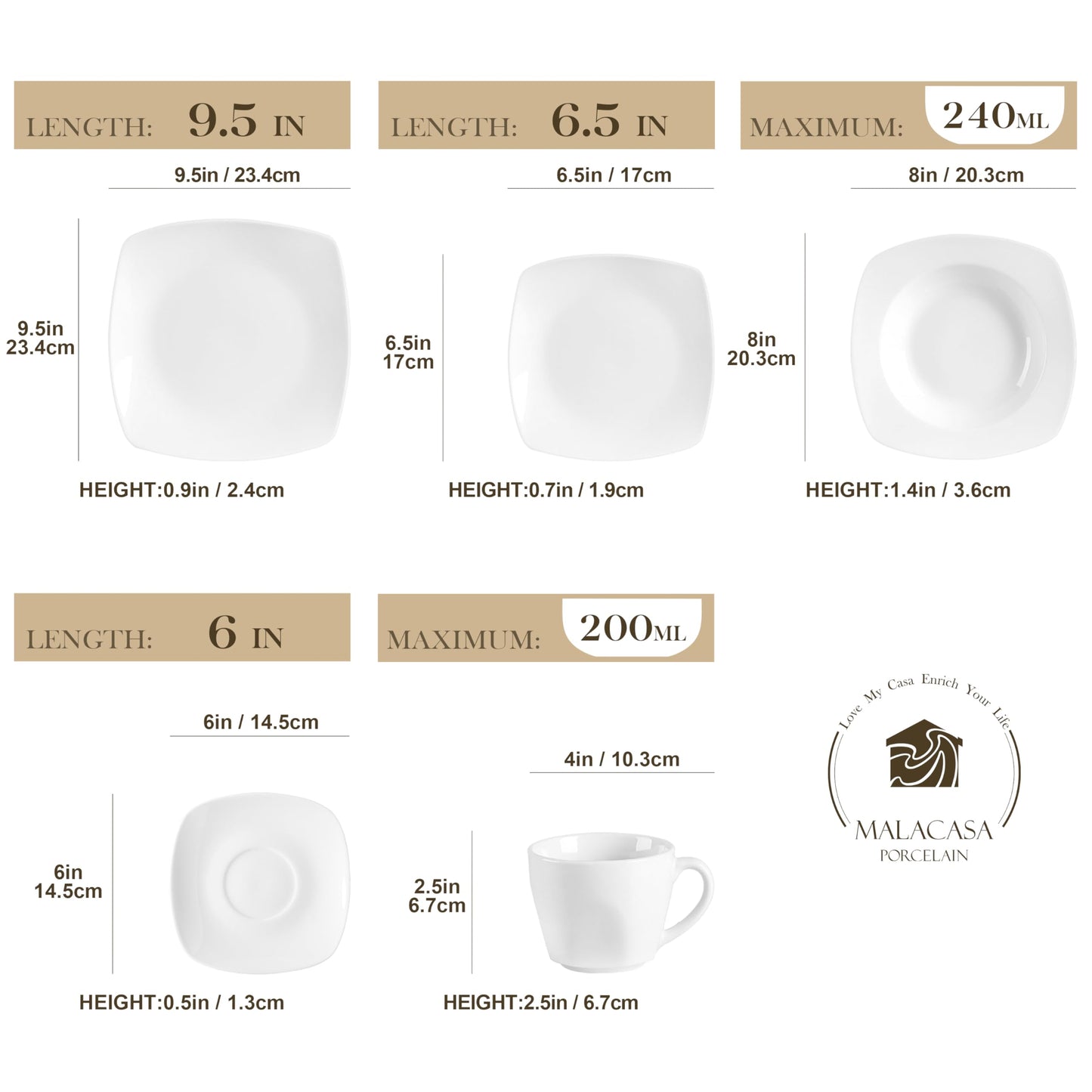 Vajilla Malacasa Julia 60 piezas Porcelana 12p