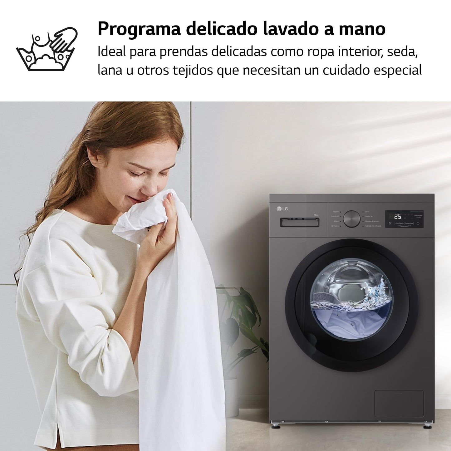 Lavadora LG 9kg 1400rpm Carga Frontal Grafito
