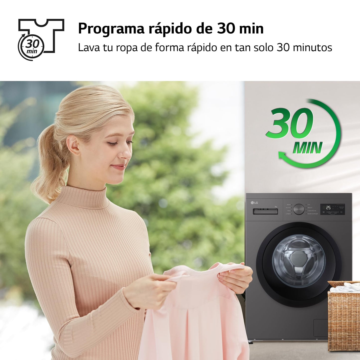 Lavadora LG 9kg 1400rpm Carga Frontal Grafito